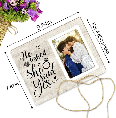 Miniatura 2 de Marco de fotos personalizado, marco de fotos de compromiso de boda, regalos de compromiso para parejas, parejas recién comprometidas, regalo