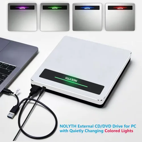 Miniatura 5 de Unidad de CD externa para portátil: USB 3.0 USB C DVD ROM quemador portátil - reproductor óptico de CD/DVD con puertos SD/TF/2 USB compatible