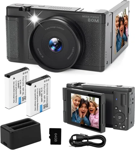 Miniatura 9 de Cámara digital 5K UHD para fotografía, cámara de videoblogs de 80 megapíxeles con enfoque automático para YouTube, cámara selfie de doble lente