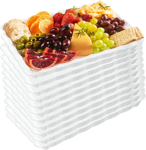Miniatura 23 de Plasticpro - Bandejas de plástico para servir, rectangulares, 9 x 13 pulgadas, plato desechable para fiesta, incluye 4 bandejas Transparente