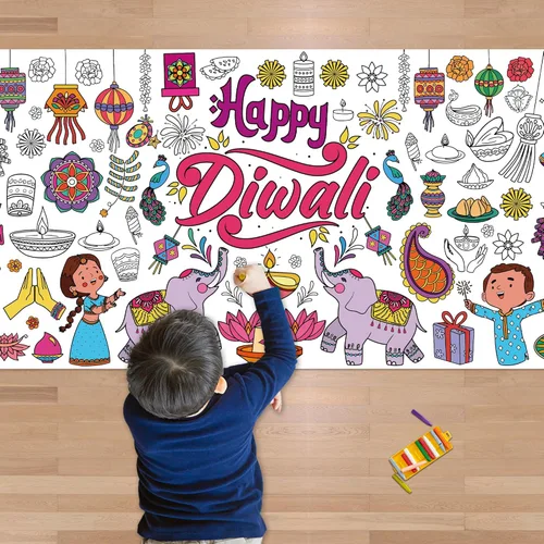 Miniatura 22 de OHOME Póster/mantel gigante de Navidad para colorear, manualidades de Navidad para niños, 30 x 72 pulgadas, pancarta de papel gigante para colorear