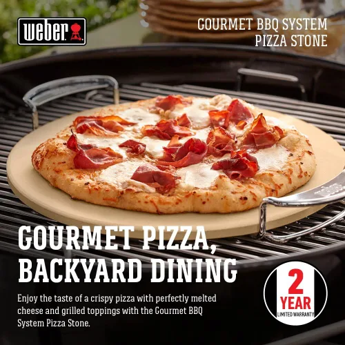 Miniatura 2 de Weber Sistema de Barbacoa Gourmet Piedra para Pizza con Soporte Portátil, 16.7" de Largo