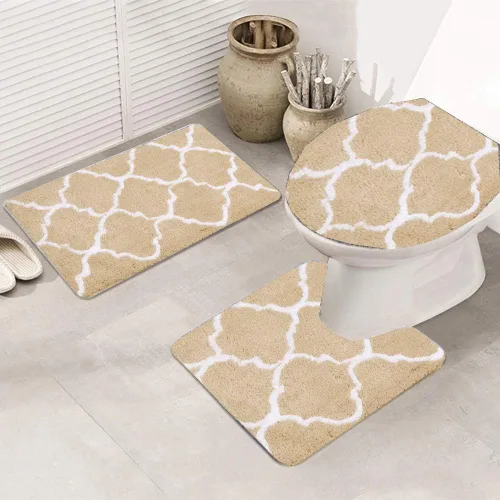 Miniatura 10 de Jianyana Juego de alfombras de baño de 3 piezas, incluye 1 alfombra de baño grande (19.5 x 31.5 pulgadas), 1 alfombra de inodoro en forma de U