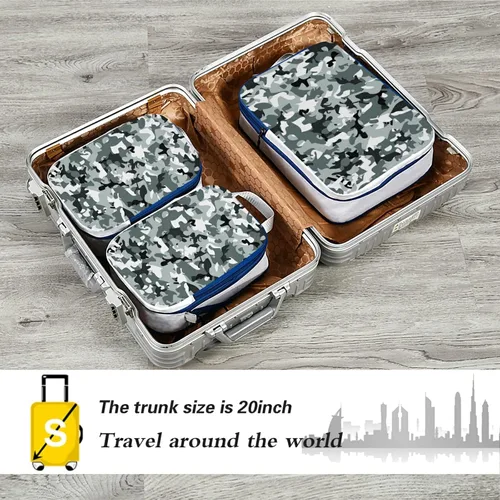 Miniatura 5 de Juego de cubos de embalaje de compresión expandibles de camuflaje, bolsas de almacenamiento extensibles, 3 piezas, ropa sucia separada, resistente