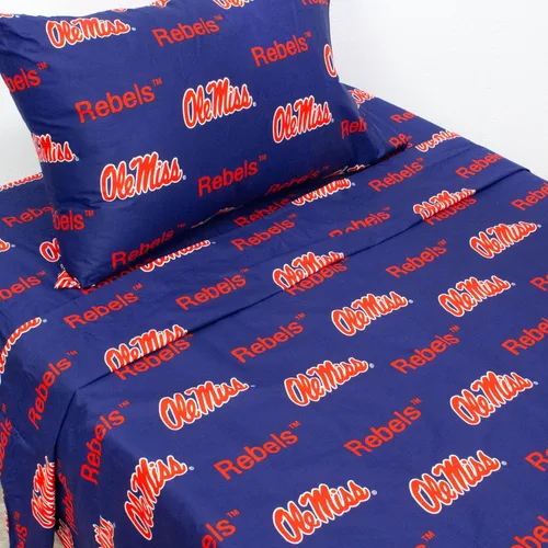 Miniatura 4 de College Covers Everything Comfy Mississippi Rebels - Juego de sábanas de 4 piezas tamaño King, fondo de color del equipo, 1 sábana encimera, 1