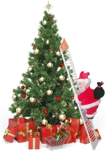 Miniatura 3 de Escalera Trepadora de Santa, Divertida Decoración de Santa Claus Eléctrico Trepando Escalera de Cuerda, Juguete Muñeco de Santa Trepador