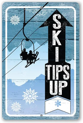 Consejos de esquí - Decoración clásica de cabaña de esquí y decoración de pared de cabaña, accesorios de esquí de nieve, copos de nieve de invierno