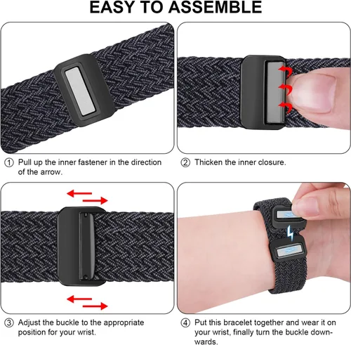 Miniatura 7 de Correa de nailon compatible con Samsung Galaxy Watch 7/6/5/4/FE 1.732 in 1.575 in/Galaxy Watch 5 Pro 1.772 in/Watch 4/6 Classic 1.850 in 1.811 in