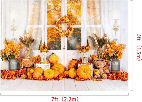 Miniatura 2 de Kate Fondo de fotografía para el día de Acción de Gracias, otoño, calabaza, decoración del hogar, fondo para niños, fiesta, estudio (7 x 5 pies)