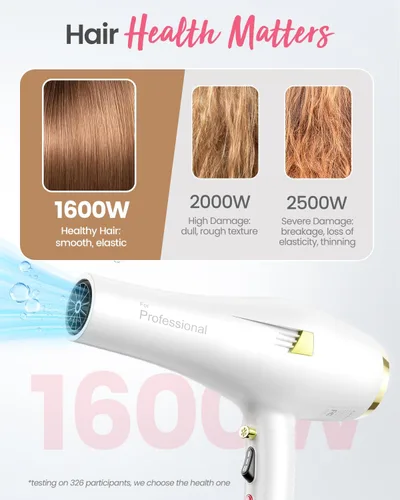 Miniatura 4 de Dekuri Secador de pelo iónico profesional con motor de CA, secado rápido, con difusor, peine, boquilla, concentrador, para cabello rizado y liso, 2