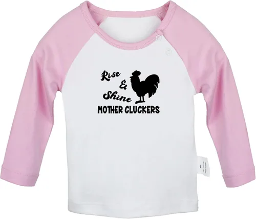 Rise & Shine Mother Cluckers T Shirt, Infant Baby T-Shirts, Newborn Long Sleeves Tops, Kids Graphic Tee Shirt