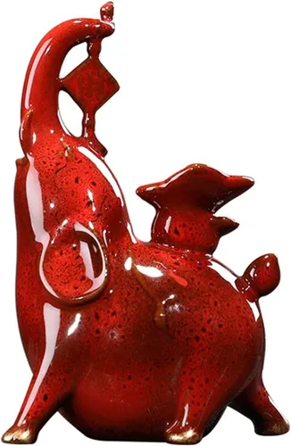 Miniatura 4 de NYKK Escultura de estatua china de feng shui, cerámica creativa, muebles de elefante auspicioso, sala de estar, estudio, entrada, gabinete