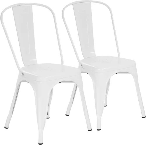 Miniatura 8 de PayLessHere Juego de 2 sillas de comedor modernas de metal industrial, 18 pulgadas, color negro, apilables, capacidad de peso de 330 libras
