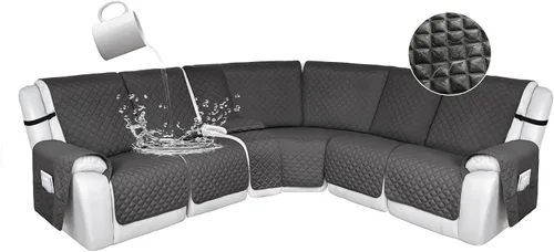 Miniatura 8 de HDCAXKJ Fundas de sofá seccional reclinable 100% impermeable, forma de L, funda de sofá reclinable lavable acolchada suave para mascotas, perro