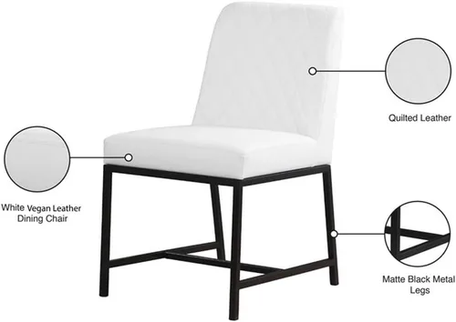 Miniatura 10 de Meridian Furniture Bryce Collection Modern - Silla de comedor tapizada de piel sintética contemporánea con patas de metal negro mate, juego de 2