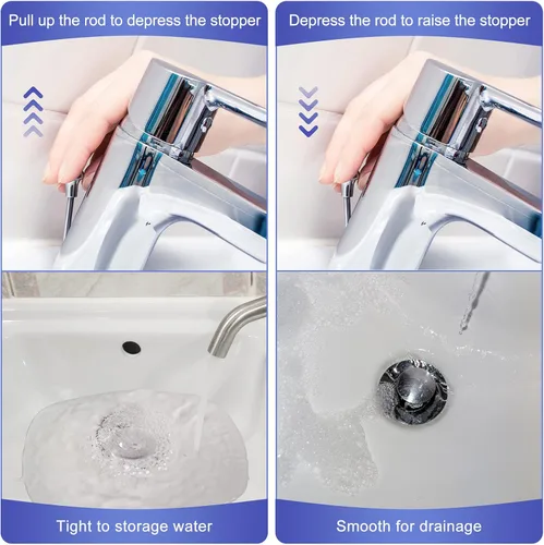 Miniatura 4 de Enhon Tapones emergentes compatibles con componentes de drenaje Moen, tapón de drenaje cromado para lavabo de baño, 4-7/8 pulgadas de alto, 1-1/4