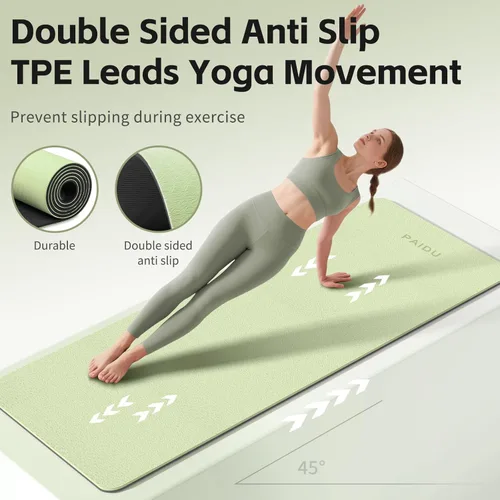 Miniatura 4 de PAIDU Yoga Mat 8mm Super Thick TPE Fitness Mat SGS Certified Non-Slip, Odorless & Tear-Resistant Unisex with Strap for Yoga, Pilates