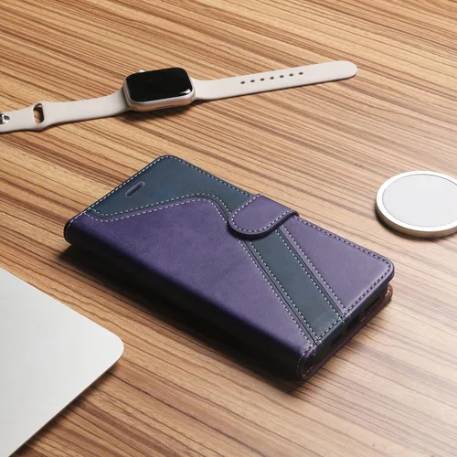 Miniatura 6 de Funda tipo cartera de cuero para Moto G Stylus 5G 2021 (6.8 pulgadas), con bloqueo RFID, tarjetero y soporte magnético, TPU a prueba de golpes, azul