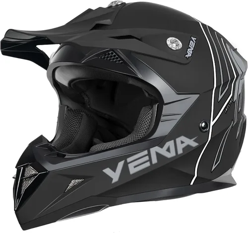 Miniatura 10 de Casco para Dirt Bike YEMA aprobado por DOT - Casco de motocross ATV MX BMX todoterreno de cara completa con 8 ventilaciones y forro removible, casco