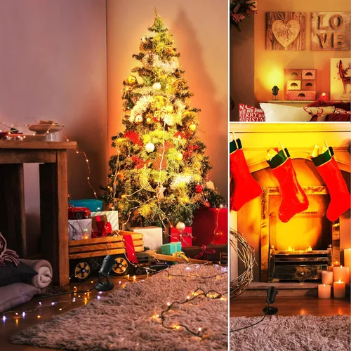 Miniatura 4 de SUNVIE RGBW - Focos de Navidad para interiores de 6 W, iluminación ascendente para interiores con control remoto, luces que cambian de color, focos