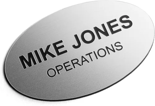 Miniatura 12 de Insignias de identificación con nombre grabadas personalizadas: identificación personalizada con pin o respaldo magnético, 1 pulgada x 3 pulgadas