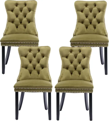 Miniatura 23 de Silla de comedor copetuda moderna de terciopelo para comedor, sillas de comedor tapizadas con remache de clavo, anillo trasero para cocina, comedor