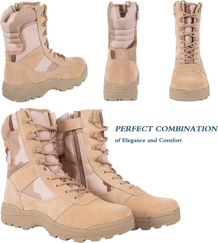 Miniatura 5 de RIELD Botas de trabajo tácticas militares para hombre, con cremallera lateral, botas de combate del ejército de la selva, 12