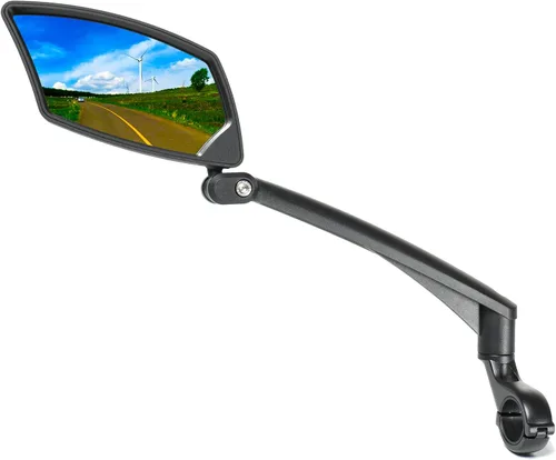 BriskMore Espejo de bicicleta para manillar - Cristal HD transparente, espejo ajustable y plegable de 360° para una conducción segura, gran angular