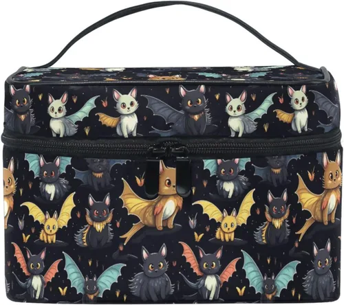 Miniatura 37 de Bolsa de maquillaje, bolsa organizadora de maquillaje de viaje con estampado de leopardo rosa, neceser para niñas, mujeres y mujeres, Geométrico 115