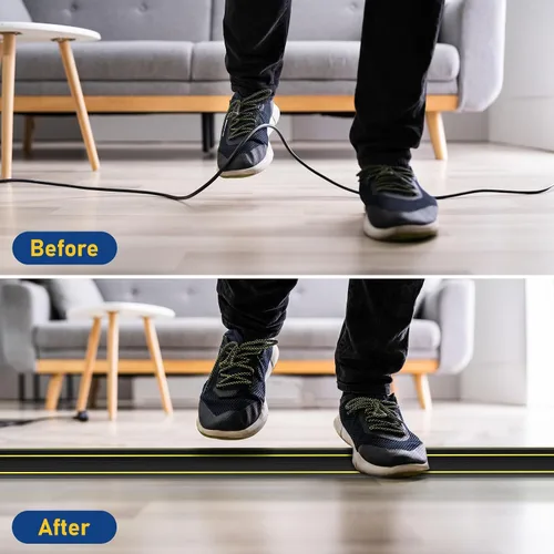 Miniatura 5 de Cubierta de cable de suelo, cubierta de cable de extensión de 10 pies para cables de suelo de 3 canales, protector de cable de suelo para el hogar