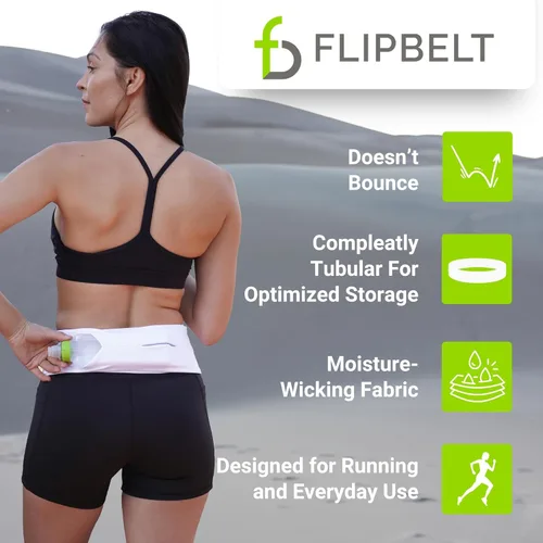 Miniatura 4 de FlipBelt - Cinturón de correr clásico, riñonera para correr unisex, empresa de EE. UU Negro