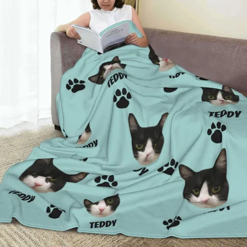 Miniatura 6 de Manta personalizada de fotos de gato, divertida manta personalizada de gato, regalo para amantes de los gatos, manta de fotos de mascotas