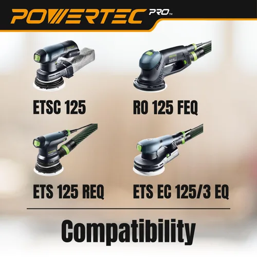 Miniatura 9 de POWERTEC PRO 45900C-45 - Disco de lijado surtido de 9 agujeros de 5 pulgadas, grano 80/120/220, discos de respaldo de gancho y bucle de cerámica