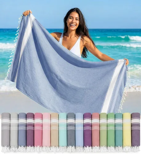 Miniatura 28 de LANE LINEN - Paquete de 4 toallas de playa de gran tamaño, toalla de piscina prelavada, extragrande, de secado rápido y sin arena, toalla de viaje