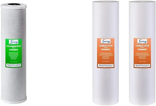 iSpring FC25B - Cartucho de repuesto para filtro de agua para toda la casa, bloque de carbono CTO, 20 x 4.5 pulgadas y FP220BX2 de alta capacidad x