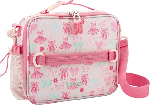 Bentgo Bolsa de almuerzo con estampado para niños, doble aislamiento, reutilizable, para niños de más de 3 años, correa ajustable; sostiene