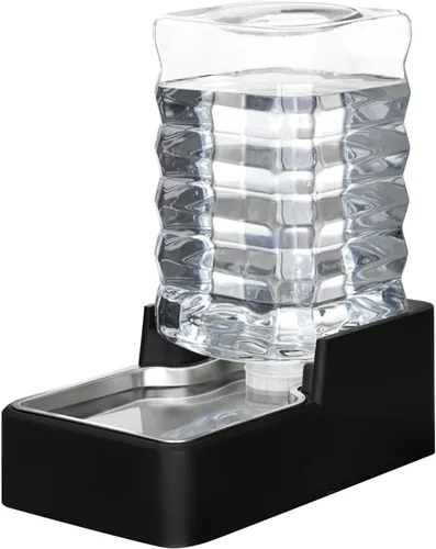 RIZZARI Comedero automático de agua para mascotas de acero inoxidable: Dispensador automático a prueba de fugas por gravedad de 8.5L en color negro