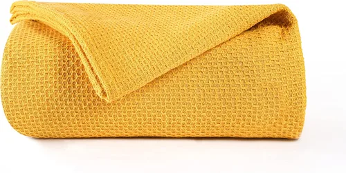 Miniatura 9 de BOUTIQUO - Manta para cama 100% algodón, térmica transpirable, tamaño Full - Queen, suave manta de nido de abeja 90"x90", manta de cama de algodón
