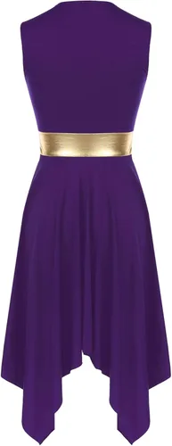 Miniatura 39 de easyforever Vestido de baile sin mangas con bloques de color para mujer, alabanza litúrgica, ropa de baile lírico, vestido de bata de adoración