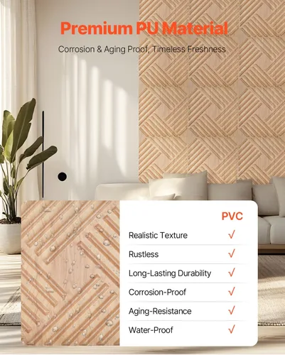 Miniatura 4 de VEVOR Paneles de pared 3D, paquete de 12 unidades de 19.7 x 19.7 pulgadas de PVC, azulejos de sal minimalistas de arte moderno, panel de acento