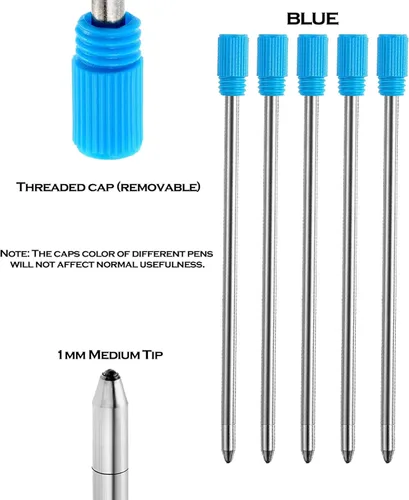 Miniatura 2 de DUNBONG Bolígrafo Metal D1 Recambio para Bolígrafo Multifunción, Paquete Azul de 5 Piezas (Azul)