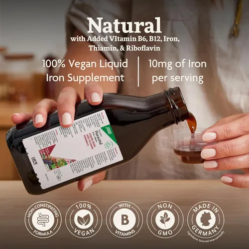 Miniatura 3 de Floradix Floravital Fórmula líquida de hierro y vitaminas, suplemento de hierro líquido con vitaminas C y B y hierbas para apoyo energético, vegano