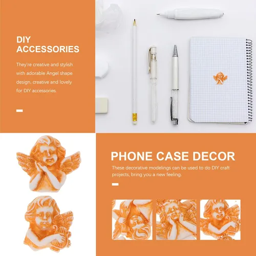 Miniatura 6 de 60 dijes de ángel 3D con parte trasera plana, adorno de resina para bricolaje, teléfono móvil, accesorios para el cabello, manualidades, dorado