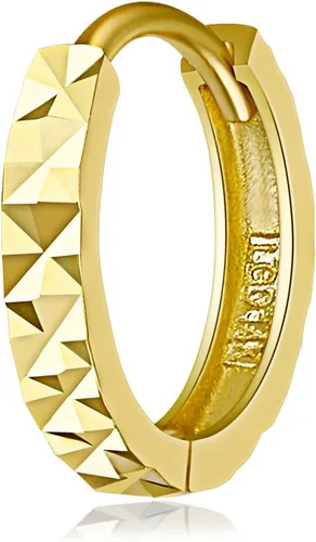 Miniatura 3 de Pendientes Huggie multifacéticos de oro amarillo o blanco de 14 k de 0.079in de grosor (0.433 x 0.433in)