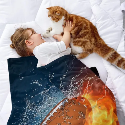 Miniatura 4 de Manta de Tiro de Fútbol Americano Deporte Genial, Súper Suave y Cálida, Mantas de Cama para Sofá, Dormitorio, Oficina, Automóvil, Manta de Franela