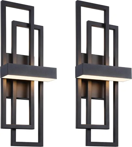 Miniatura 9 de LamQee Luces de pared modernas para exteriores de 20 pulgadas, LED integrado de 1000 lúmenes, aplique de iluminación exterior de doble rectángulo