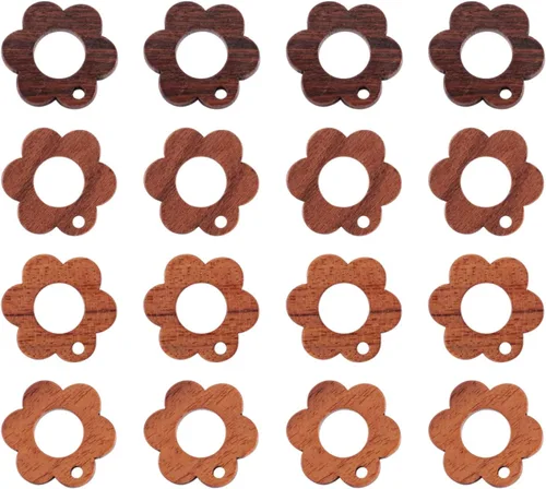 Miniatura 27 de FASHEWELRY 32 piezas de pendientes de madera para pendientes de madera de 0.59 pulgadas (0.591 in) pendientes de madera redondos planos en blanco