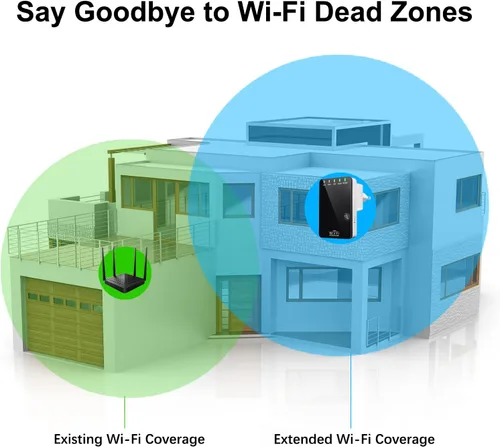 Miniatura 2 de Amplificador de señal WiFi de 300 Mbps, cubre hasta 4500 pies cuadrados y 45 dispositivos, amplificador de Internet repetidor WiFi con puerto