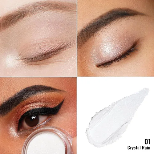 Miniatura 3 de Oulac Sombra de ojos en crema blanca brillante Iluminador a prueba de agua y sombra de ojos con purpurina de larga duración, color natural