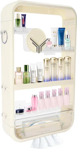 Organizador de maquillaje de gran capacidad de 16 x 5 x 28 pulgadas, organizador de cosméticos a prueba de polvo de 4 niveles, organizadores de baño